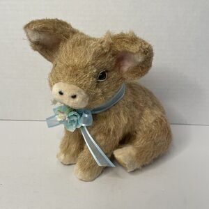 Pier 1 Imports Sisal Pig w/ Floral Accent Spring Easter Holiday Decor NEW B8